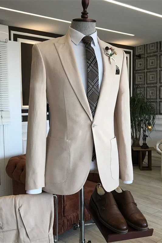 Chic Light Champagne Men Prom Suits Two Pieces Business Suits with Peaked Lapel