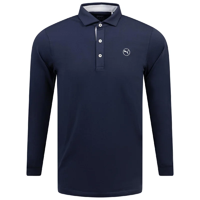 Cloudspun LS Midweight Polo Deep Navy/Ash Gray - AW24