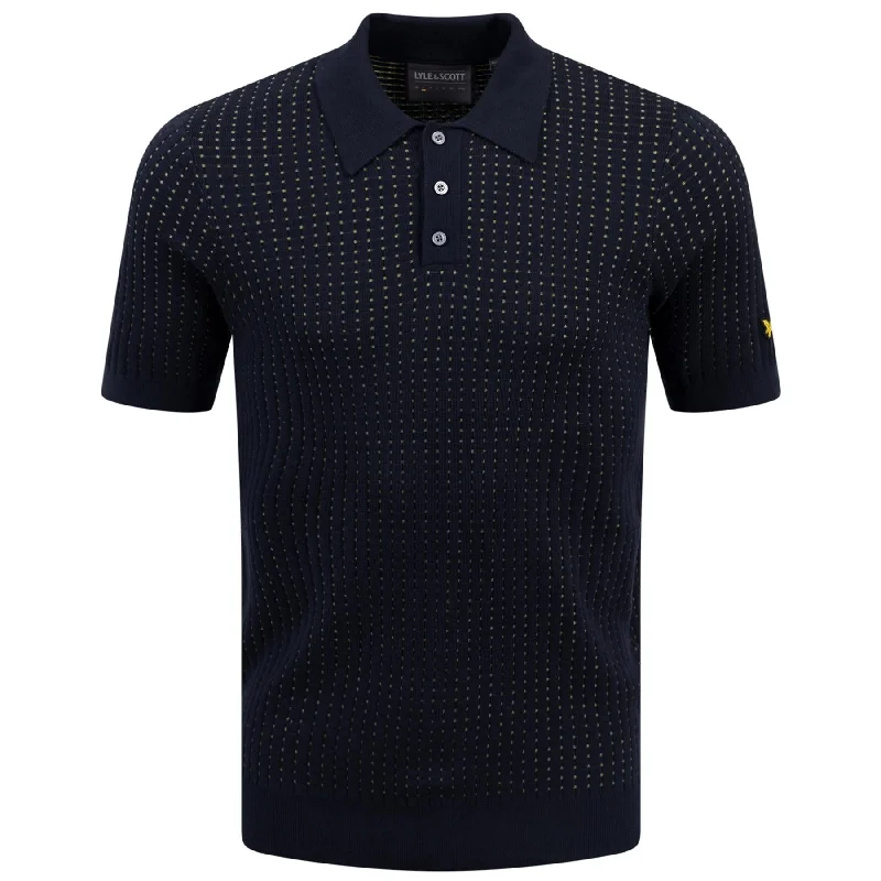 Grid Knitted Polo Dark Navy - AW24