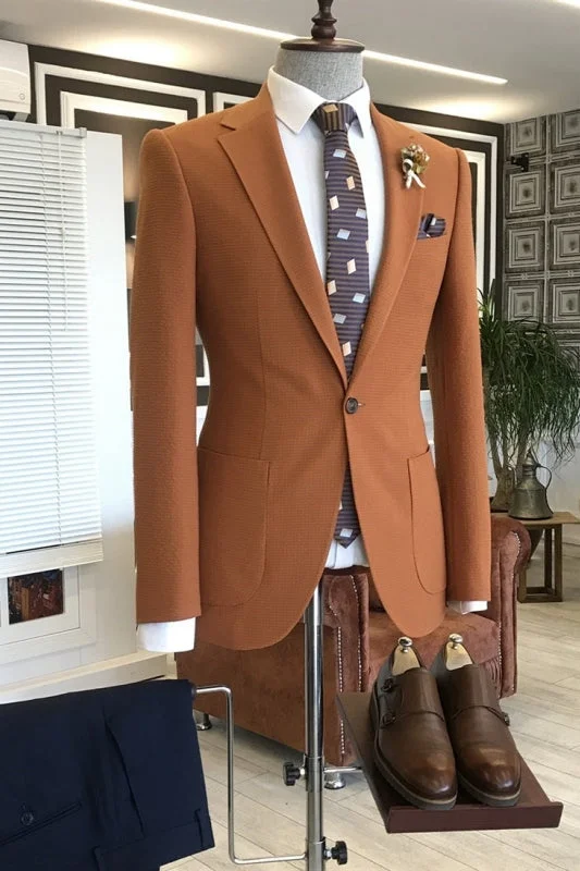 Light Brown Two Pieces Prom Suits Notched Lapel Slim Fit One Button Business Suits