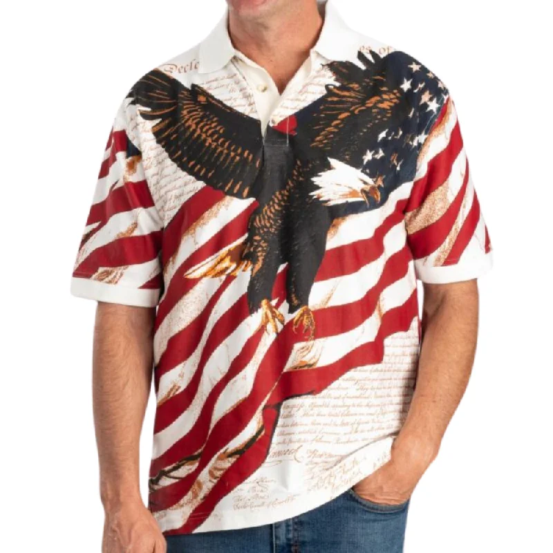 Men's Eagle Soaring American Flag 100% Cotton Polo Shirt