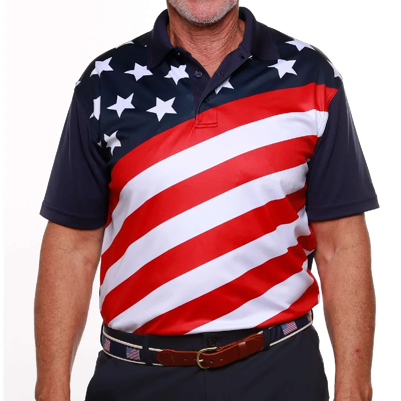 Men's Made in USA Diagonal Flag Tech Polo Shirt