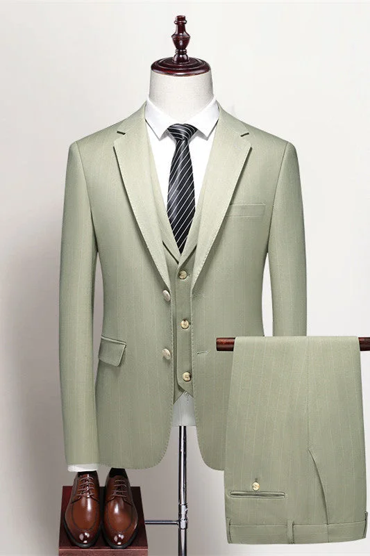 Modern Sage Green Three Pieces Notched Lapel Prom Suits for Men