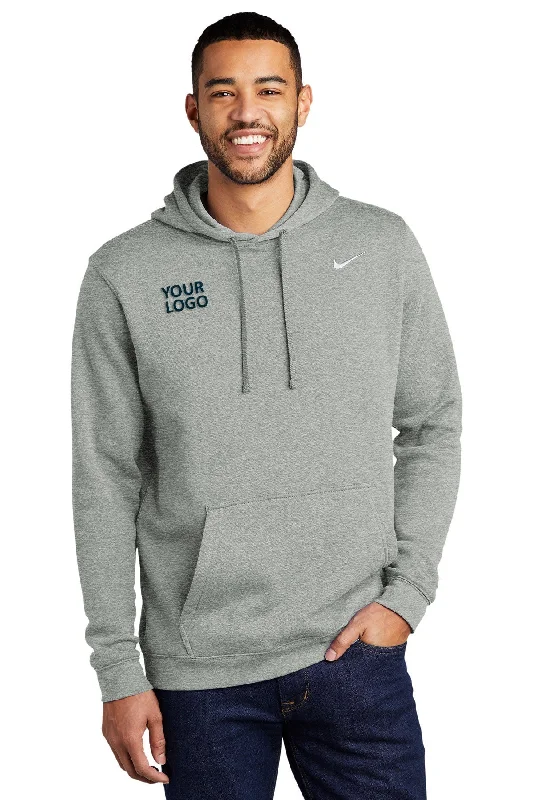 Nike Club Fleece Customized Hoodies, Dark Grey Heather