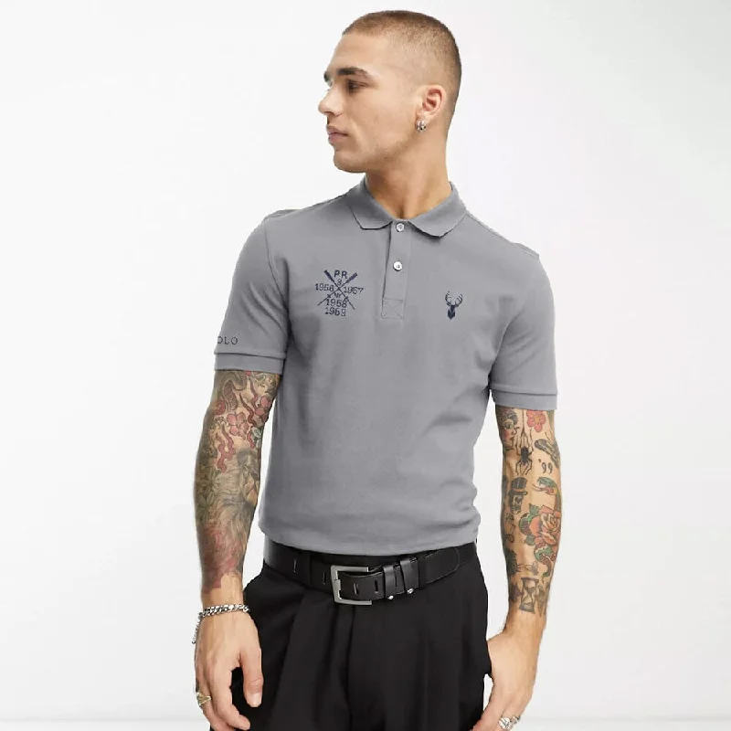 Polo Republica Men's Deer & PR Mallets Embroidered Short Sleeve Polo Shirt