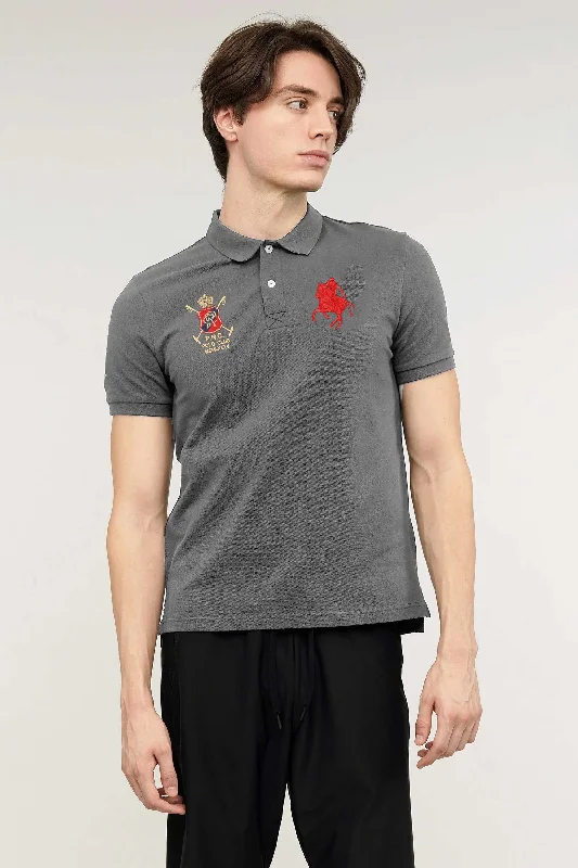 Polo Republica Men's Horse Rider & PR Crest Embroidered Short Sleeve Polo Shirt