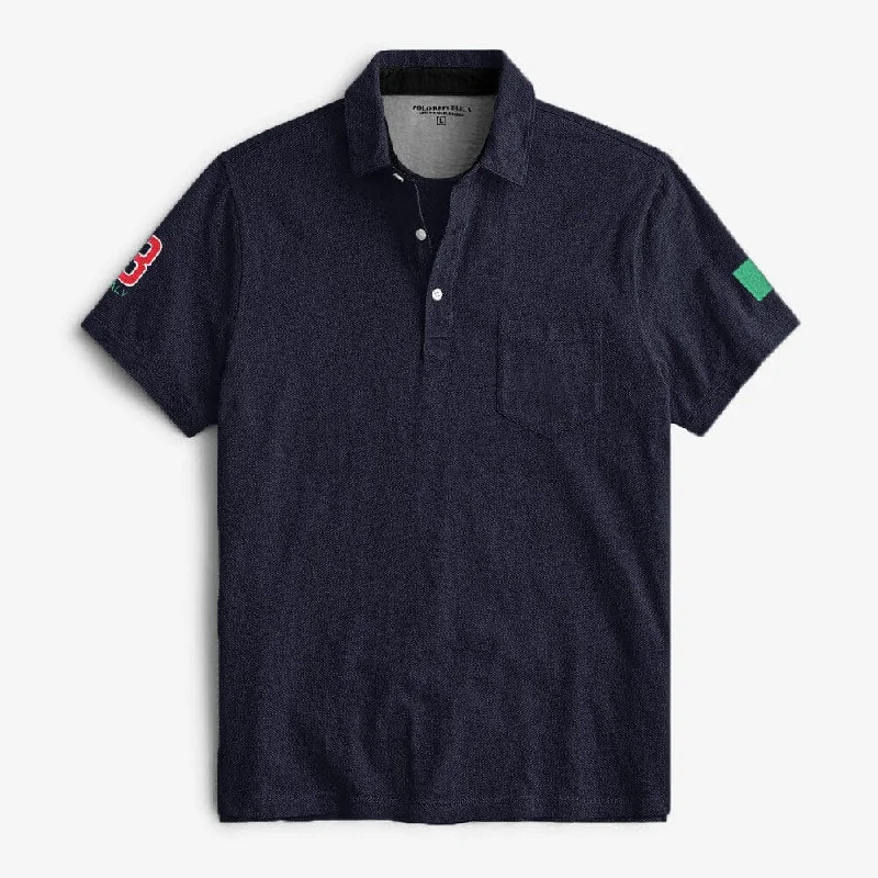 Polo Republica Men's Italy Flag & 8 Embroidered Pique Pocket Polo Shirt