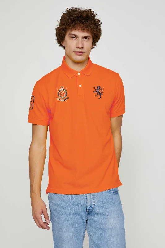 Polo Republica Men's Lion PR Crest & 8  Embroidered Short Sleeve Polo Shirt