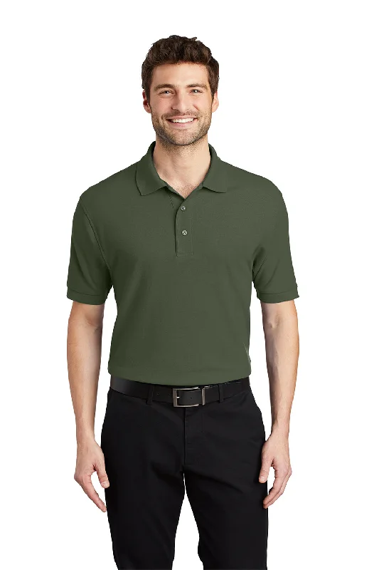 Port Authority Mens Silk Touch Wrinkle Resistant Short Sleeve Polo Shirt - Clover Green