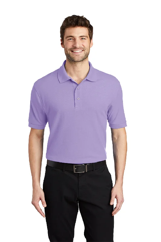 Port Authority Mens Silk Touch Wrinkle Resistant Short Sleeve Polo Shirt - Bright Lavender Purple