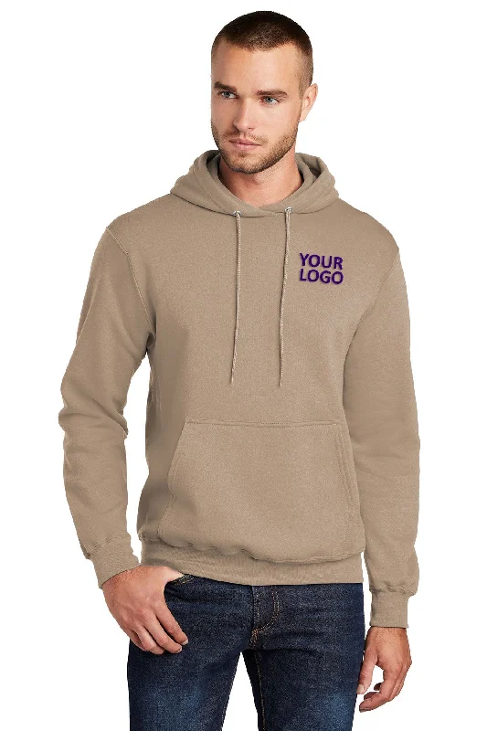 Port & Company Core Fleece Branded Hoodies, Sand