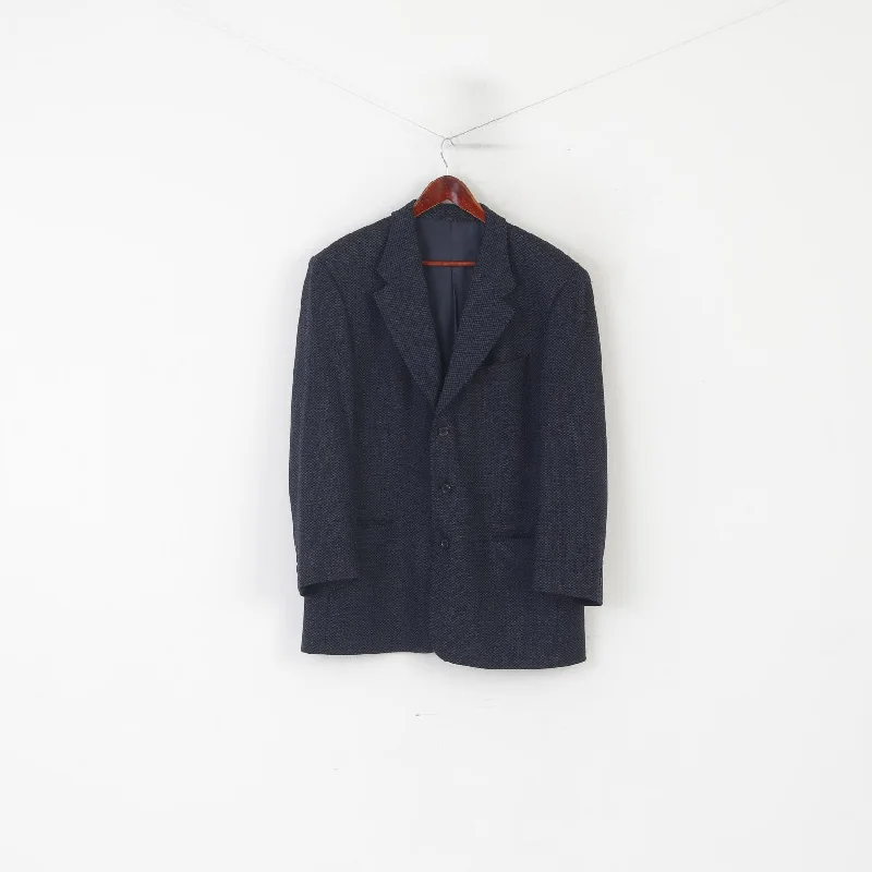 Ritex Men 42 Blazer Navy Wool Cashmere Vintage Switzerland Single Breasted Jacket