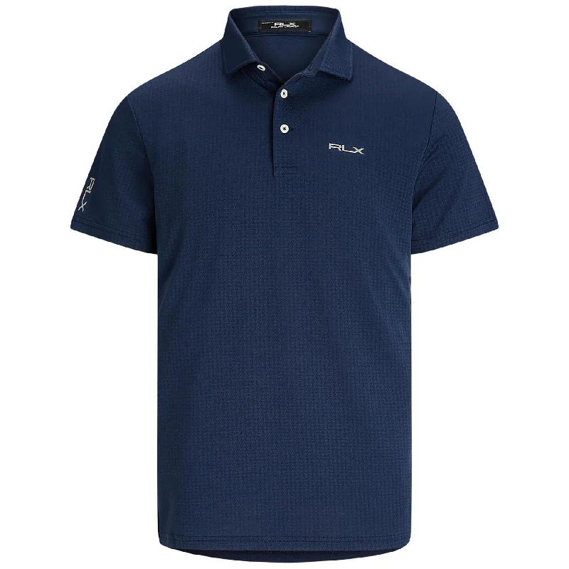 RLX Tailored Fit Knit Jacquard Polo Refined Navy - AW24