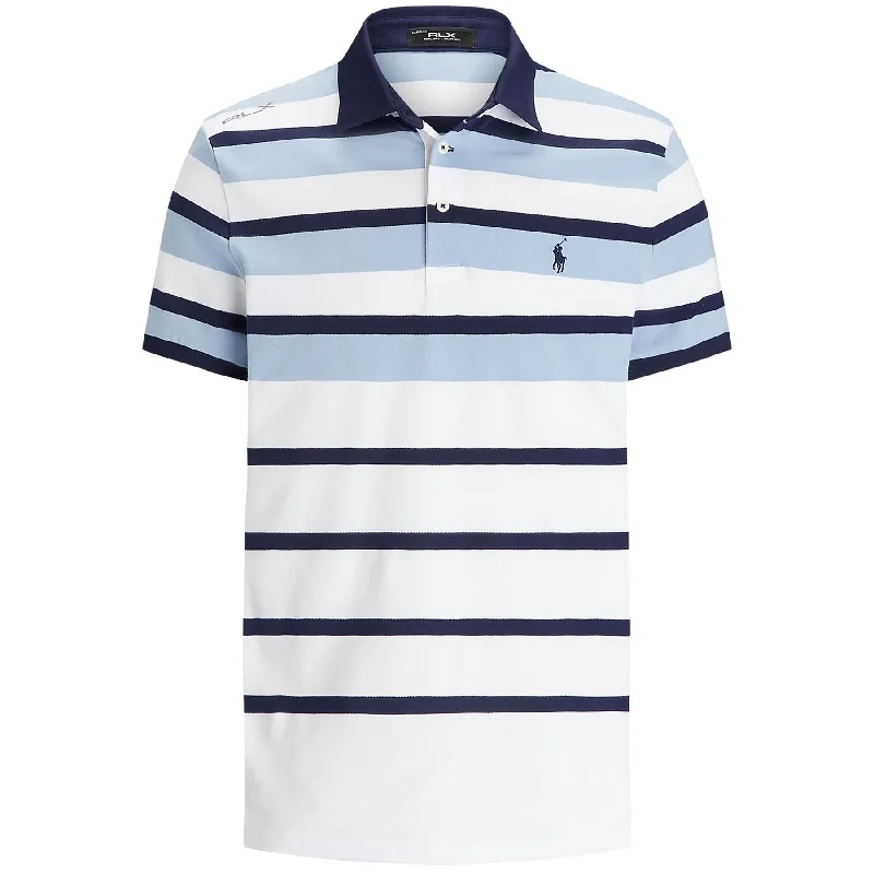 RLX Tailored Fit Performance Pique Stripe Polo Estate Blue Multi - AW24