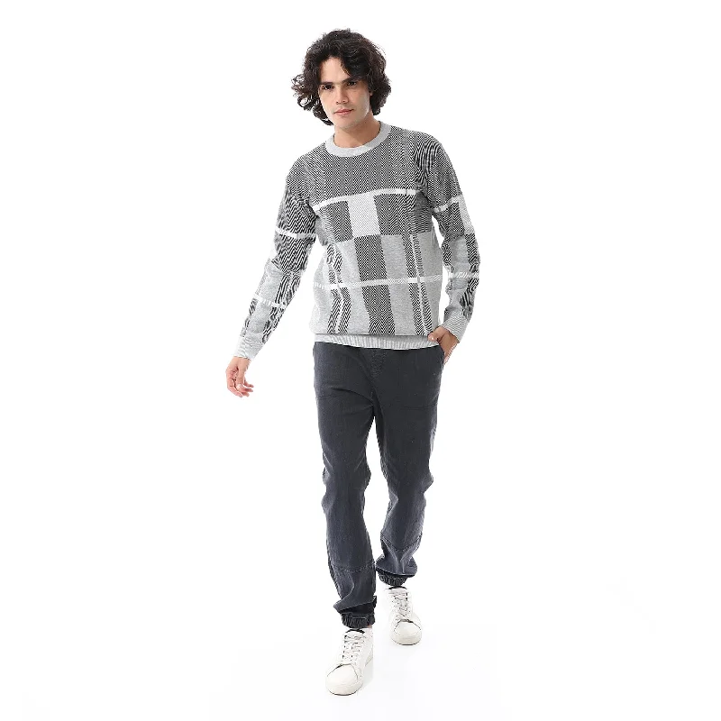 Self_Pattern_Long_Sleeves_Pullover_-_Grey,_Black_&_White