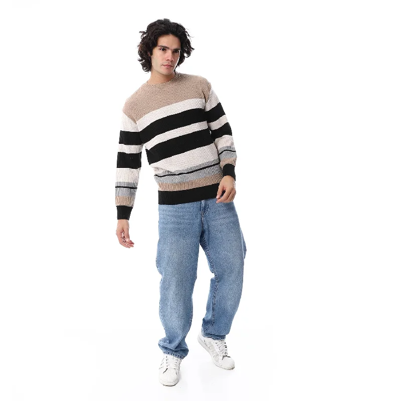 _Striped_Knitted_Round_Neck_Pullover