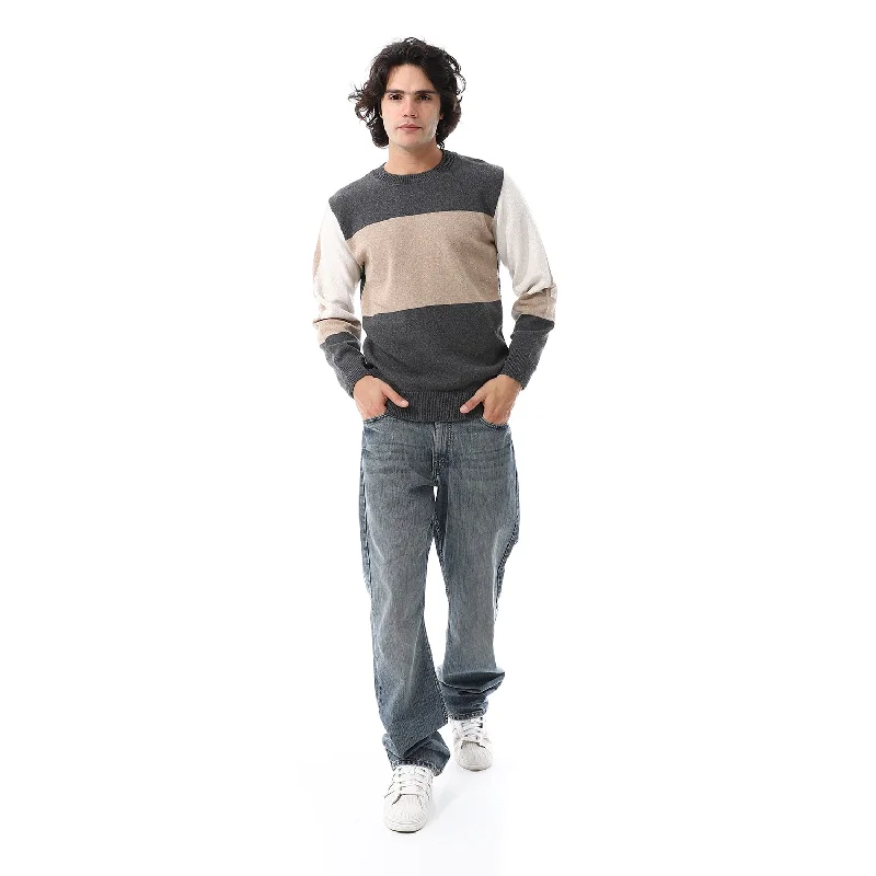 Tri-Tone_Long_Sleeves_Pullover_-_Dark_Grey_&_Beige