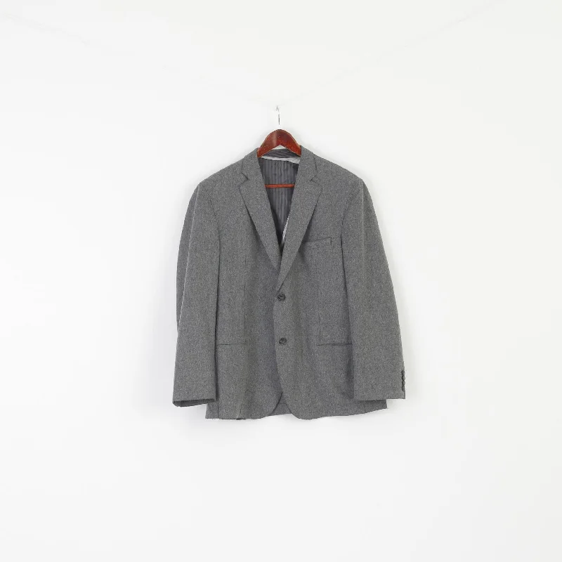 Yves Gererd Men 52 42 Blazer Gray Wool Nylon Blend Vintage Single Breasted Jacket